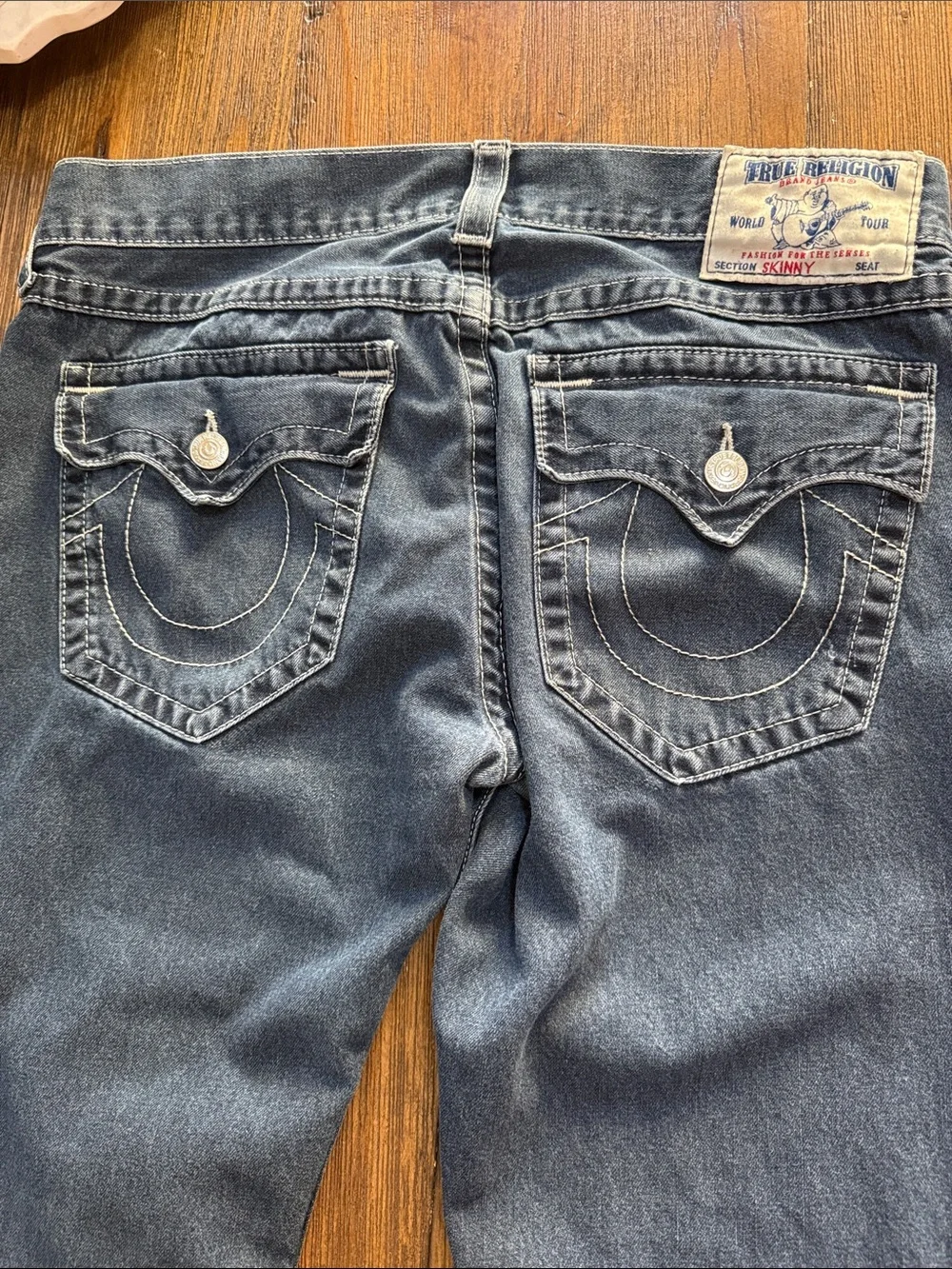 True Religion Skinny Indigo Blue Denim Jeans with Branded Button